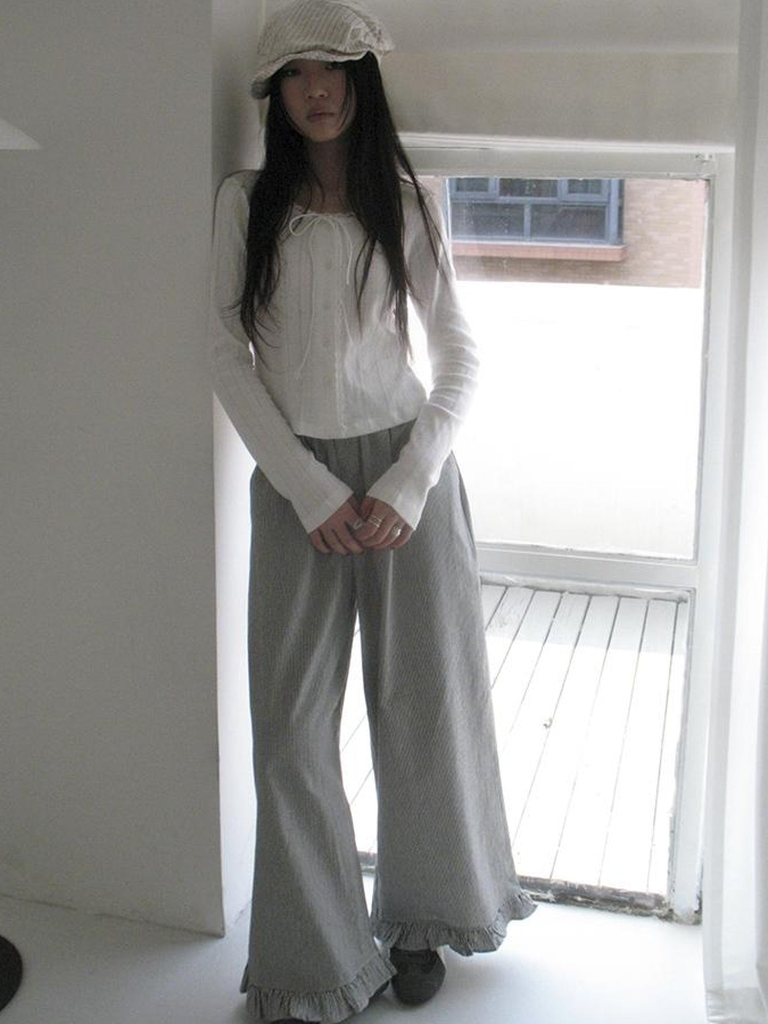 ang project Vintage Fungal Stripe Elastic Waist Wide Leg Pants