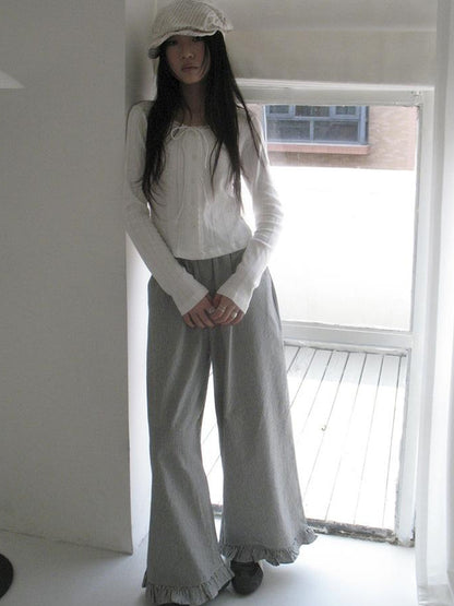 ang project Vintage Fungal Stripe Elastic Waist Wide Leg Pants