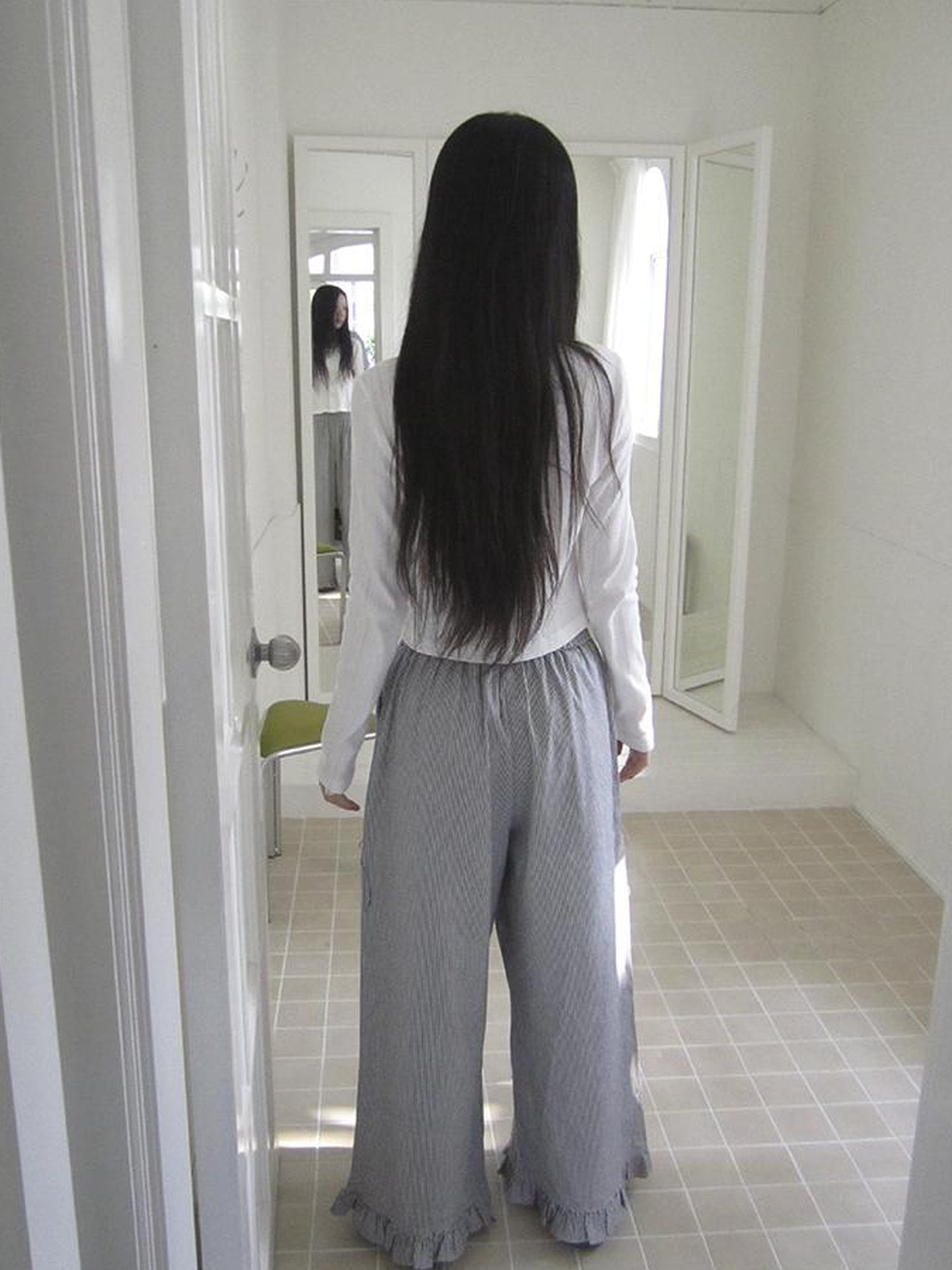 ang project Vintage Fungal Stripe Elastic Waist Wide Leg Pants