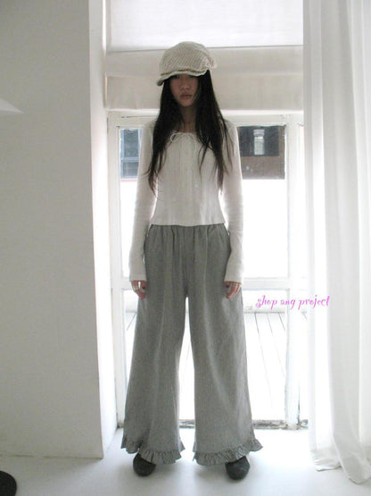 ang project Vintage Fungal Stripe Elastic Waist Wide Leg Pants
