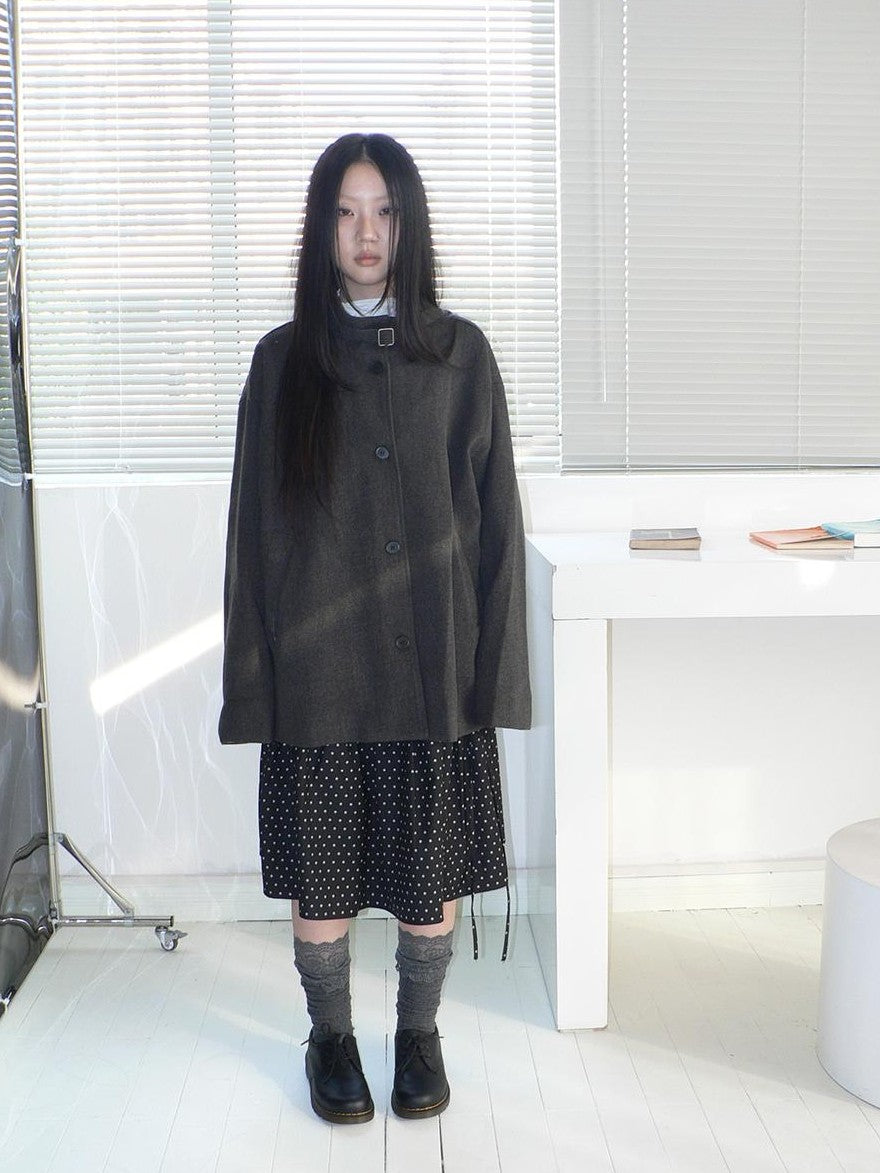ang project Vintage Funnel Neck Button Front Loose Fit Long Sleeve Women&