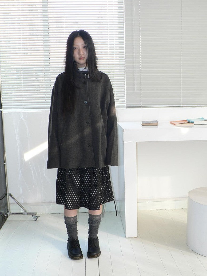 ang project Vintage Funnel Neck Button Front Loose Fit Long Sleeve Women&