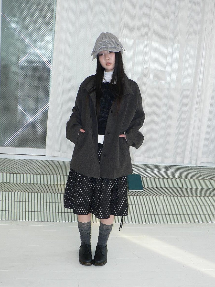 ang project Vintage Funnel Neck Button Front Loose Fit Long Sleeve Women&