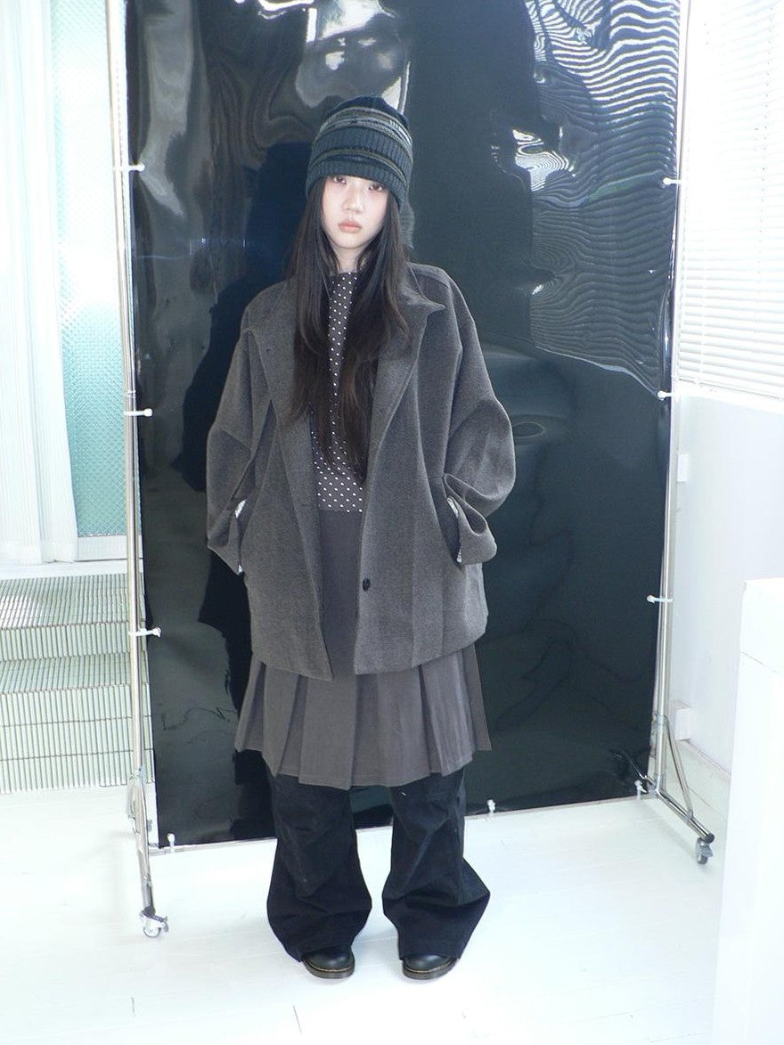 ang project Vintage Funnel Neck Button Front Loose Fit Long Sleeve Women&