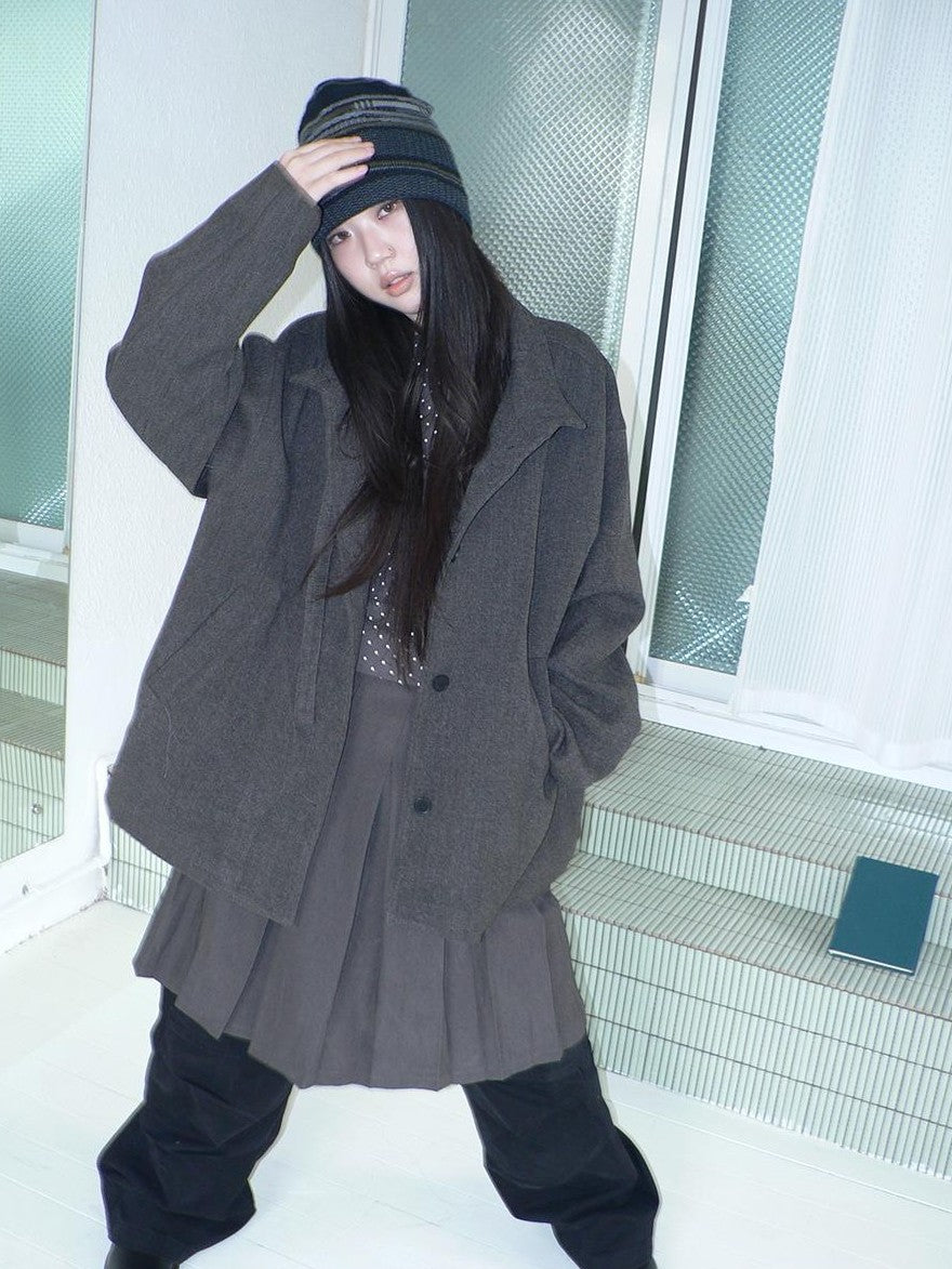 ang project Vintage Funnel Neck Button Front Loose Fit Long Sleeve Women&