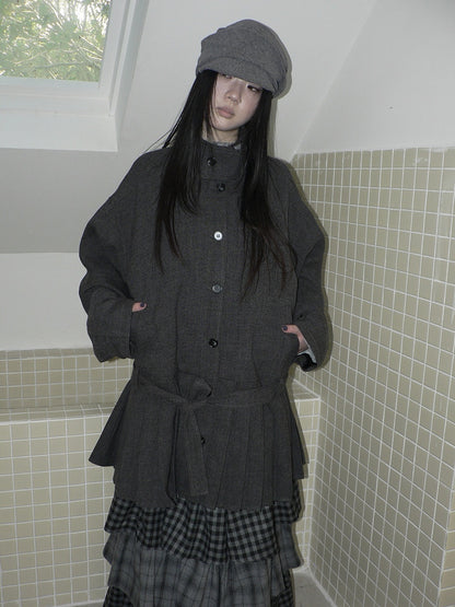 ang_project_Vintage_Gray_Single_Breasted_Cinched_Waist_Mid_Length_Women&