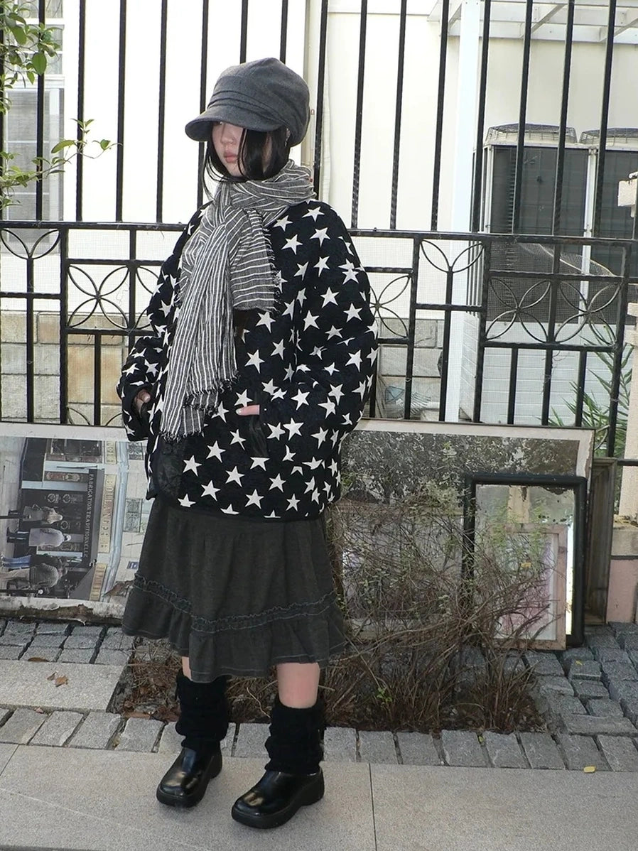 ang project Vintage Grey White Striped Fringe Scarf Scarf