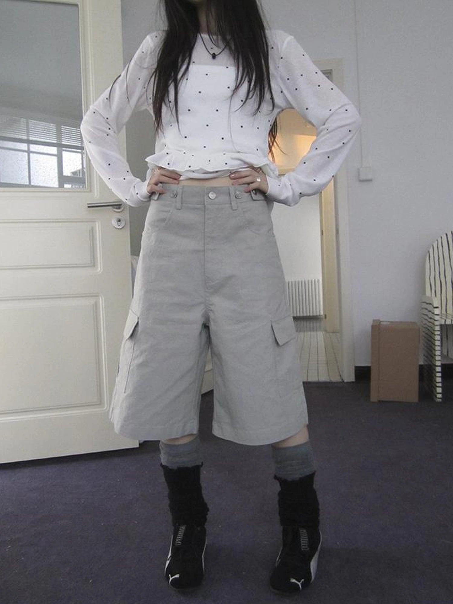 Vintage High Waisted Cargo Capri Pants