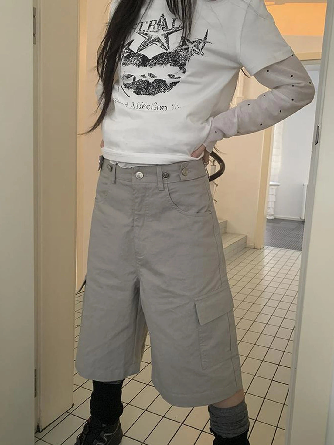 Vintage High Waisted Cargo Capri Pants