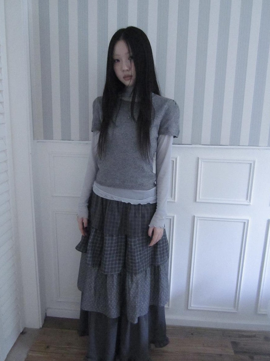 ang project Vintage Hollow Out Button Knit Women&