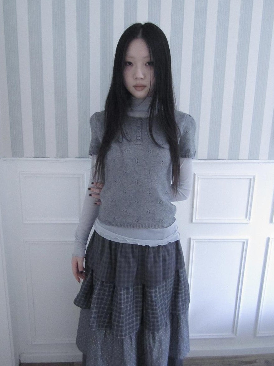 ang project Vintage Hollow Out Button Knit Women&