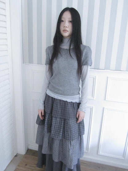 ang project Vintage Hollow Out Button Knit Women&
