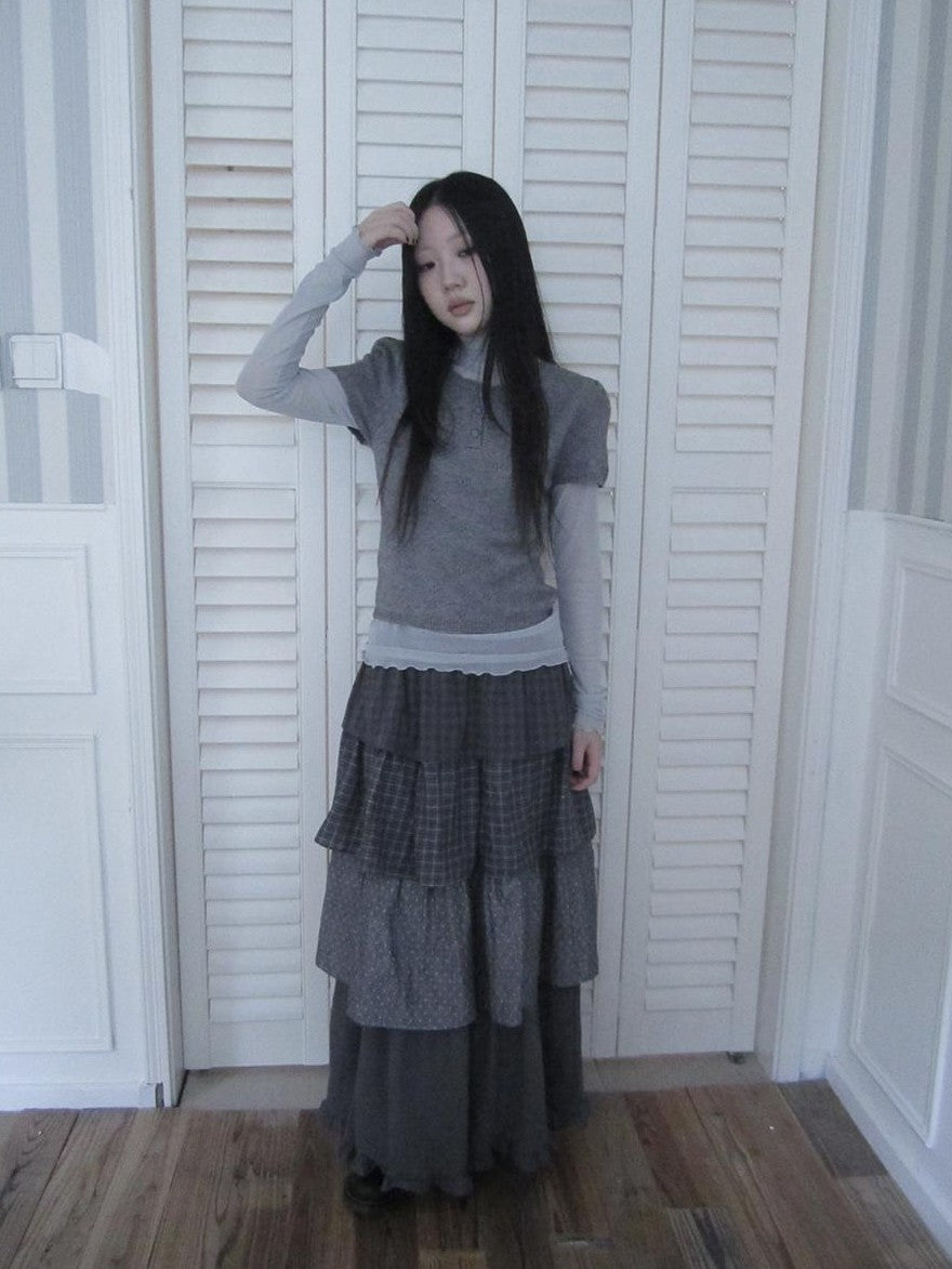 ang project Vintage Hollow Out Button Knit Women&