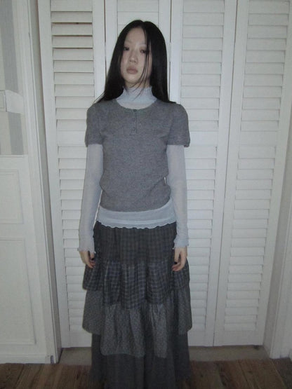 ang project Vintage Hollow Out Button Knit Women&