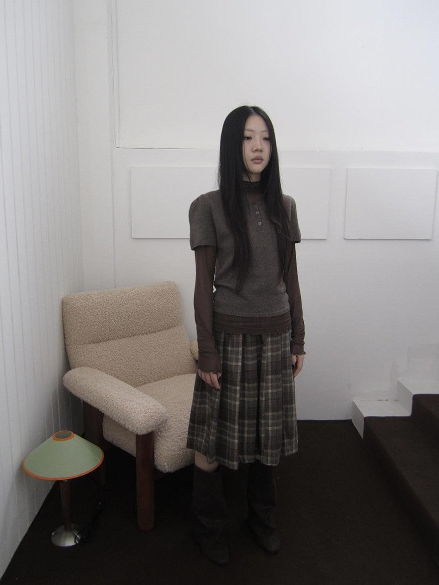 ang project Vintage Hollow Out Button Knit Women&