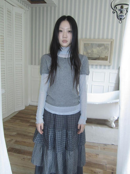 ang project Vintage Hollow Out Button Knit Women&