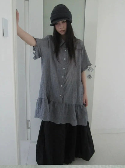 ang project Vintage Houndstooth Collar Shirt Dress Shirts