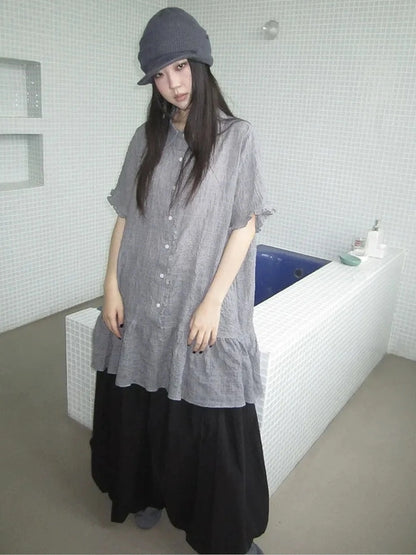 ang project Vintage Houndstooth Collar Shirt Dress Shirts