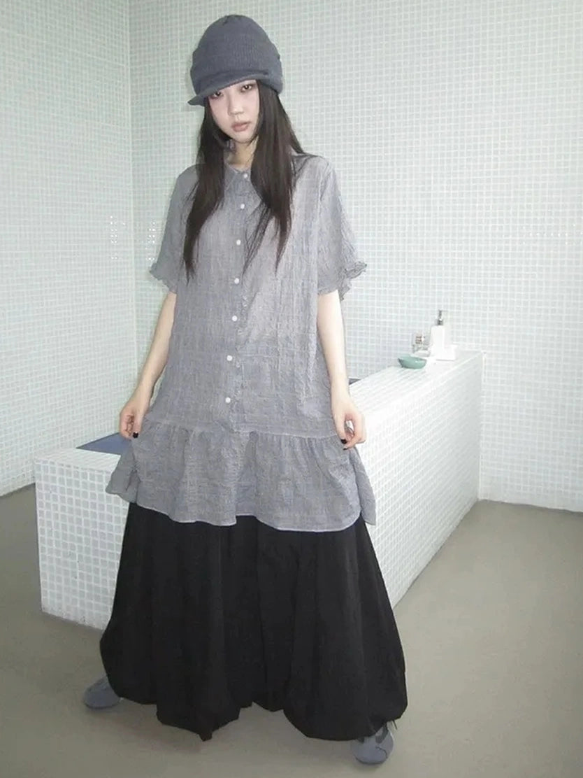 ang project Vintage Houndstooth Collar Shirt Dress Shirts