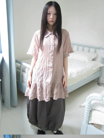 ang project Vintage Houndstooth Collar Shirt Dress Shirts