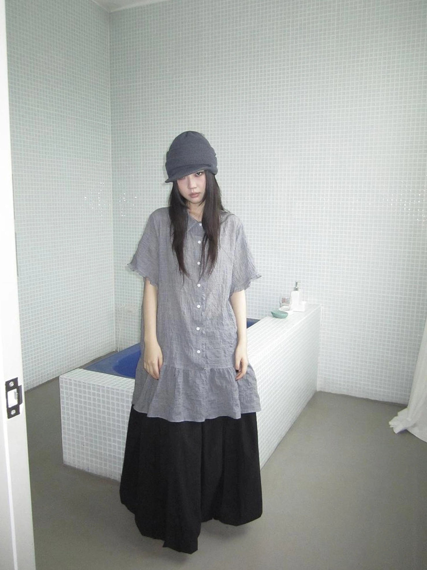 ang project Vintage Houndstooth Collar Shirt Dress Shirts