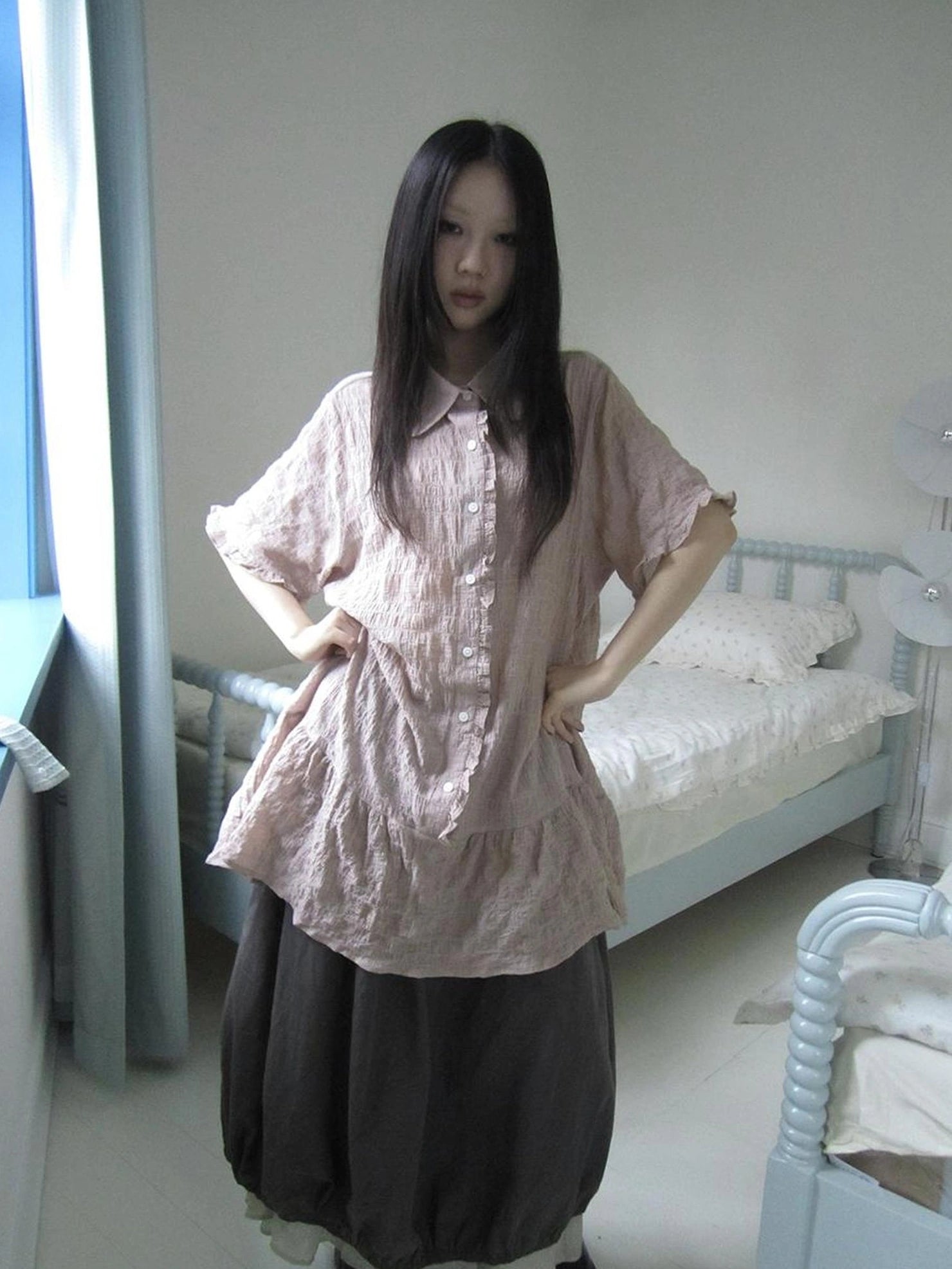 ang project Vintage Houndstooth Collar Shirt Dress Shirts