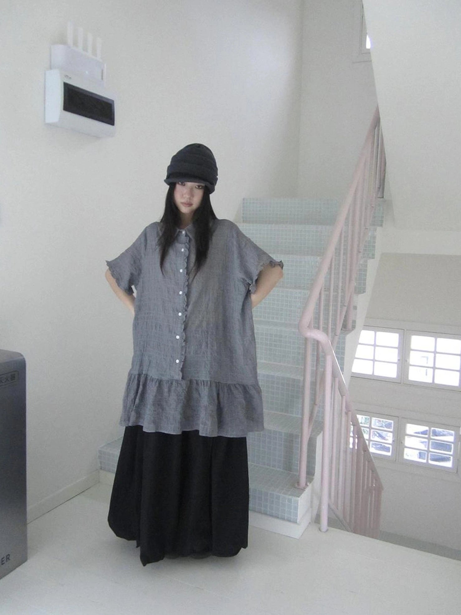 ang project Vintage Houndstooth Collar Shirt Dress Shirts