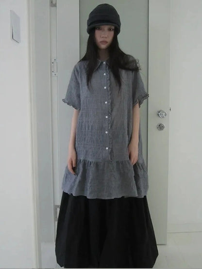 ang project Vintage Houndstooth Collar Shirt Dress Shirts