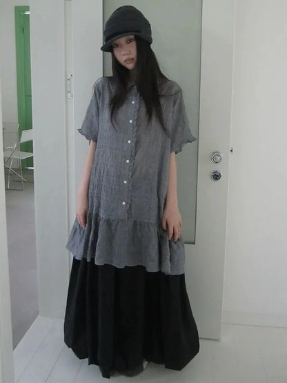 ang project Vintage Houndstooth Collar Shirt Dress Shirts