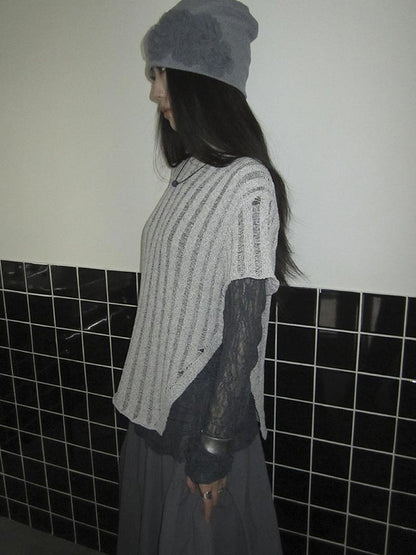Updateang project Vintage Inspired Knitted Striped Cut Out Tee