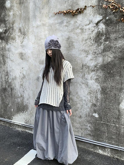 Updateang project Vintage Inspired Knitted Striped Cut Out Tee