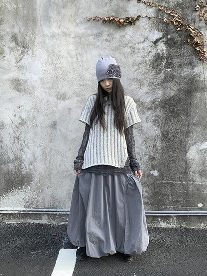 Updateang project Vintage Inspired Knitted Striped Cut Out Tee