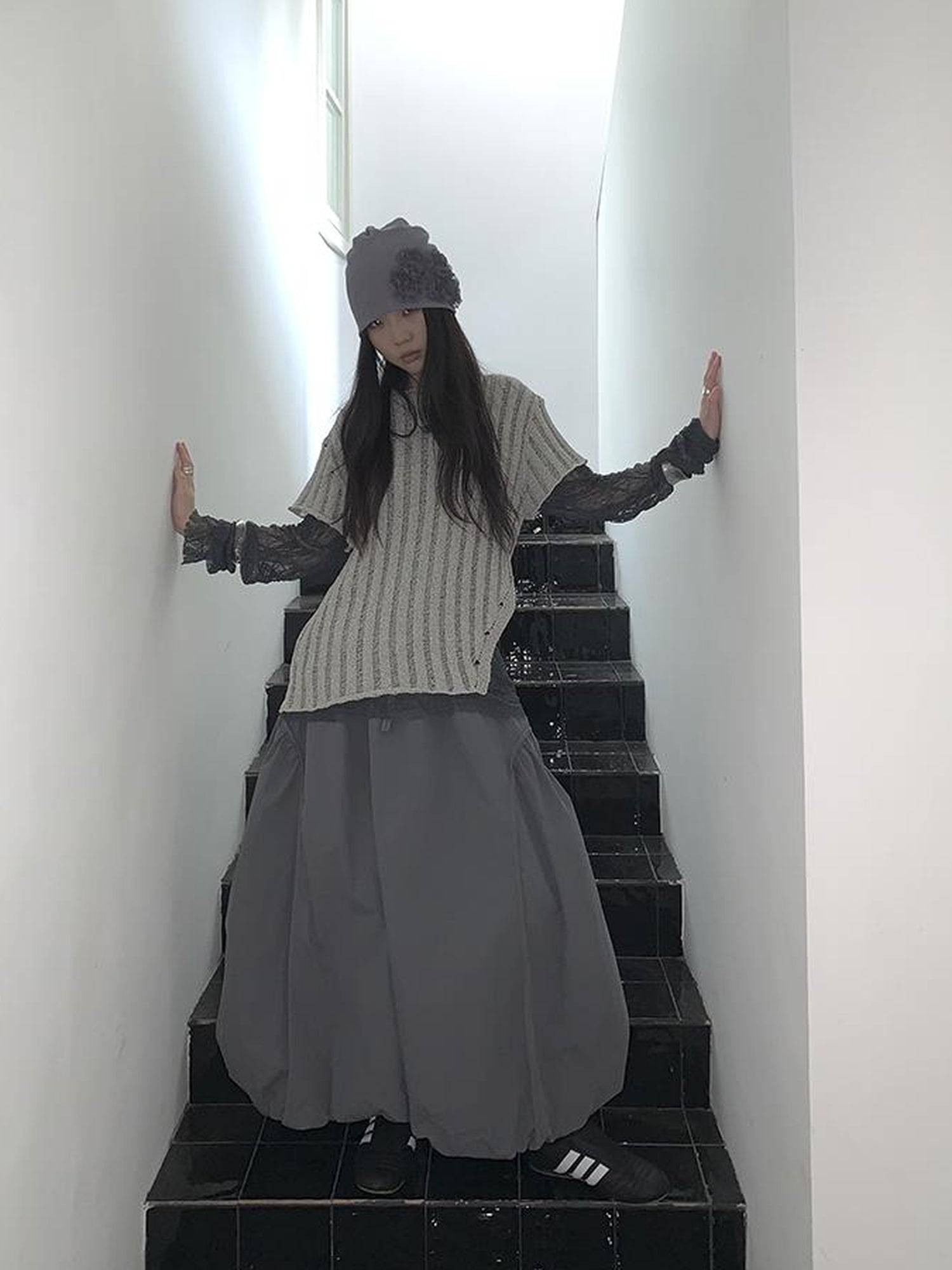 Updateang project Vintage Inspired Knitted Striped Cut Out Tee
