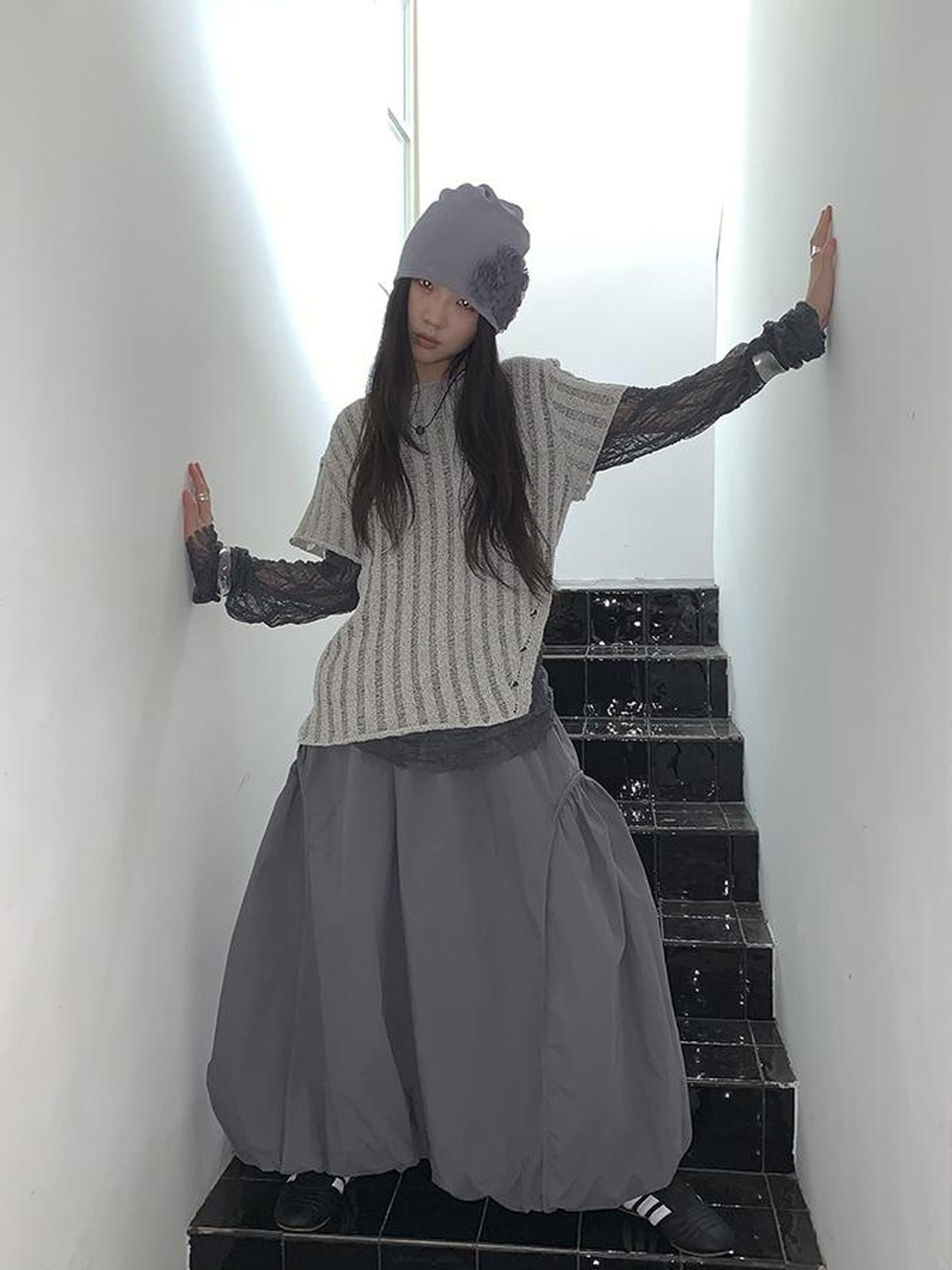 Updateang project Vintage Inspired Knitted Striped Cut Out Tee