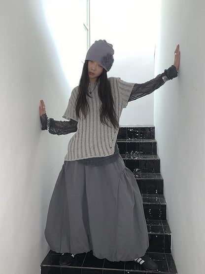 Updateang project Vintage Inspired Knitted Striped Cut Out Tee