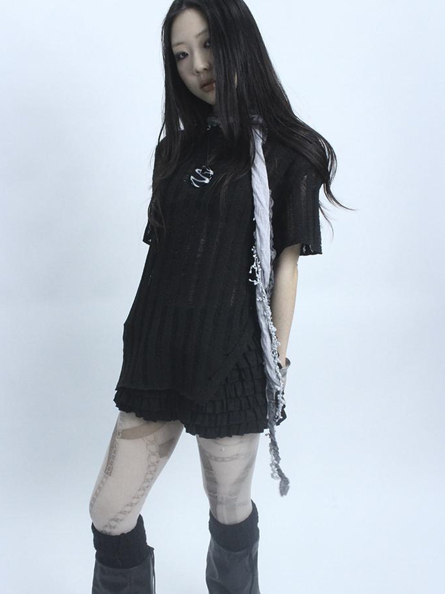 Updateang project Vintage Inspired Knitted Striped Cut Out Tee