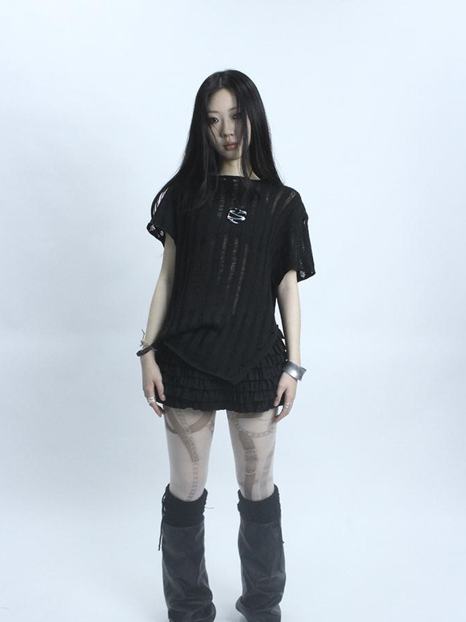 Updateang project Vintage Inspired Knitted Striped Cut Out Tee