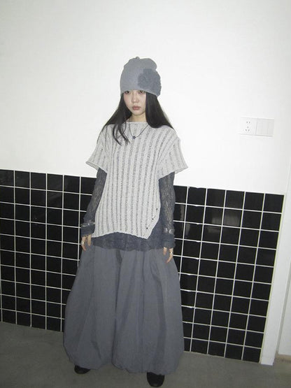 Updateang project Vintage Inspired Knitted Striped Cut Out Tee