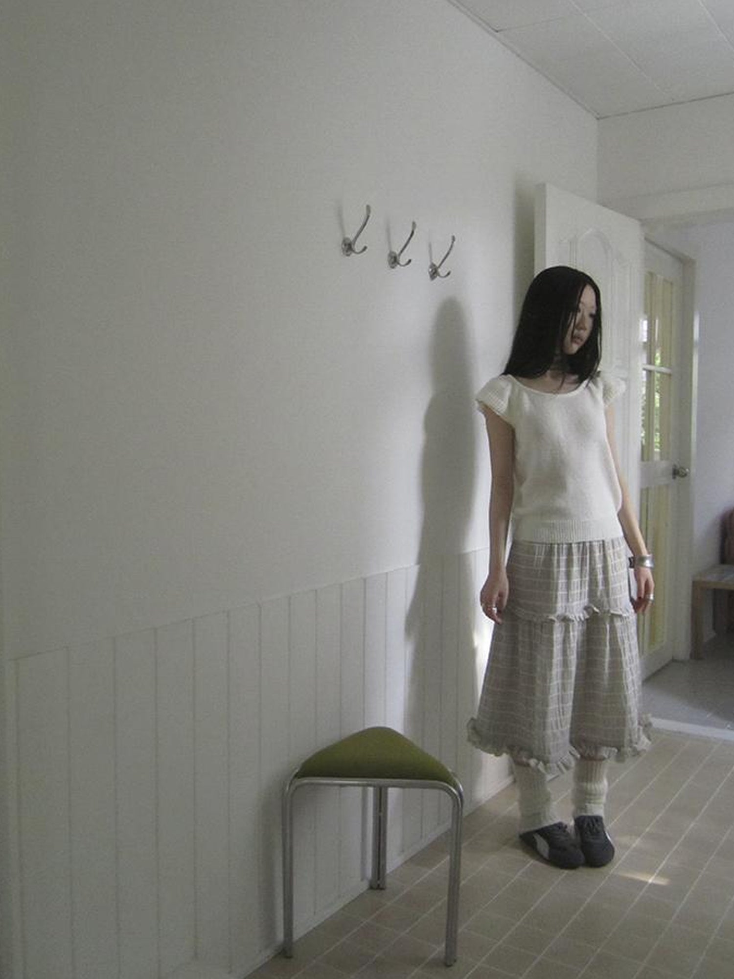 ang project Vintage Inspired Striped Floral Skirt With Elastic Waist