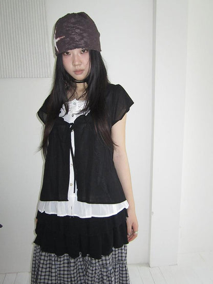 ang project Vintage Inspired Two Tone Short Sleeve Shirt