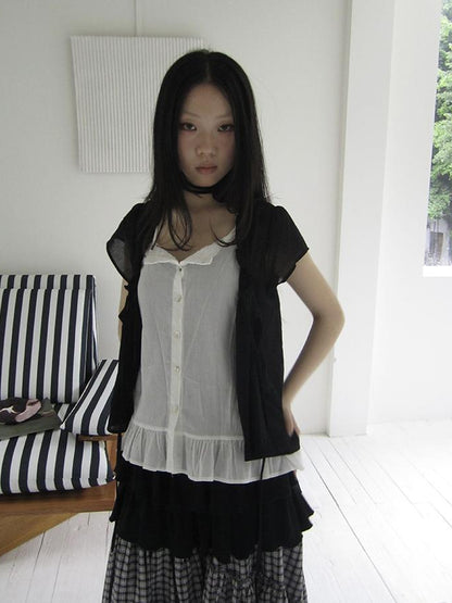 ang project Vintage Inspired Two Tone Short Sleeve Shirt