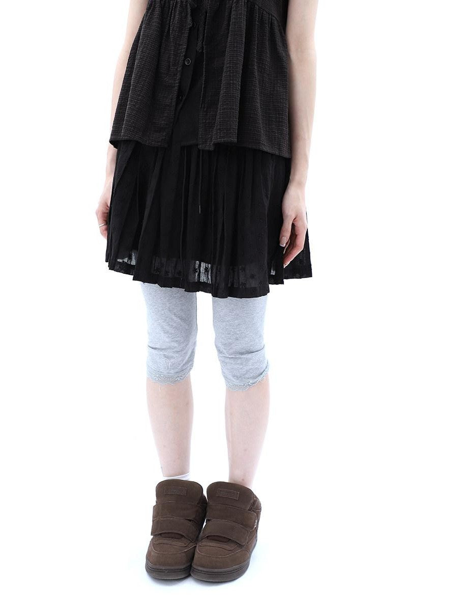 ang project Vintage Jacquard Embroidered Pleated Elastic Waist Women&
