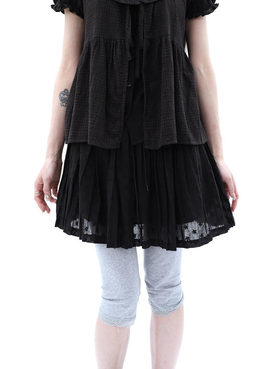 ang project Vintage Jacquard Embroidered Pleated Elastic Waist Women&