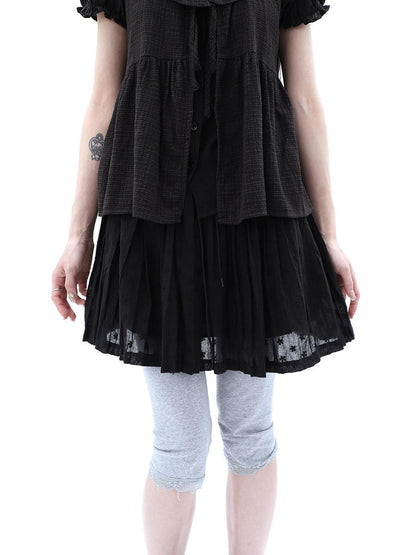 ang project Vintage Jacquard Embroidered Pleated Elastic Waist Women&