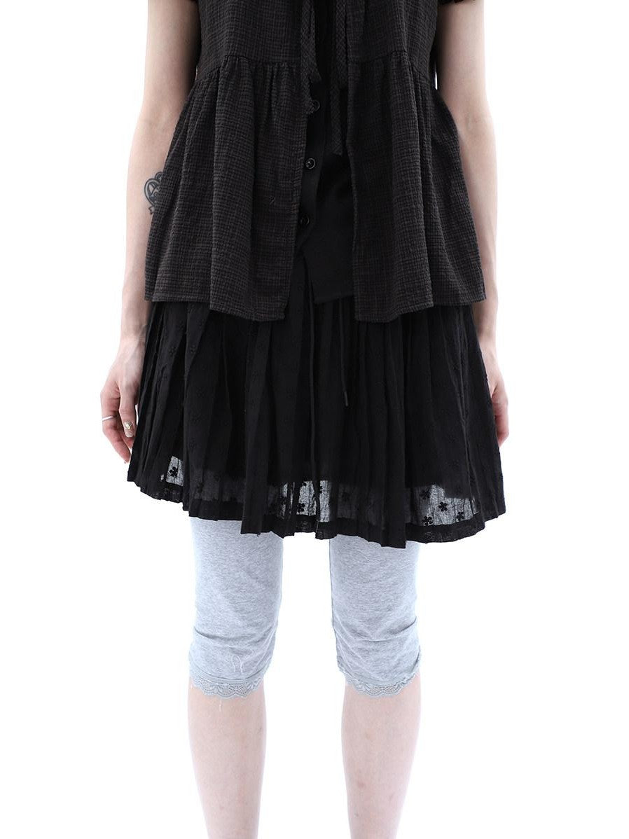ang project Vintage Jacquard Embroidered Pleated Elastic Waist Women&