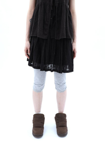 ang project Vintage Jacquard Embroidered Pleated Elastic Waist Women&