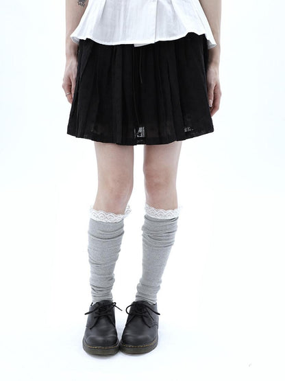 ang project Vintage Jacquard Embroidered Pleated Elastic Waist Women&
