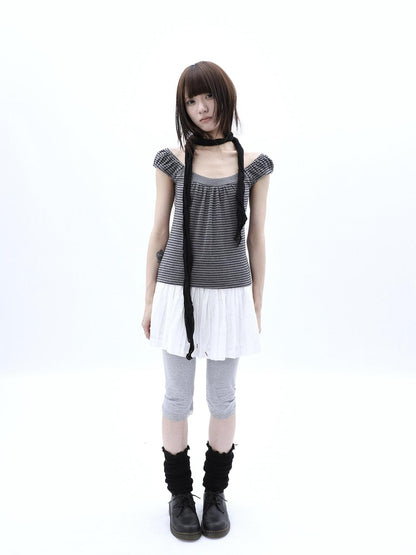 ang project Vintage Jacquard Embroidered Pleated Elastic Waist Women&