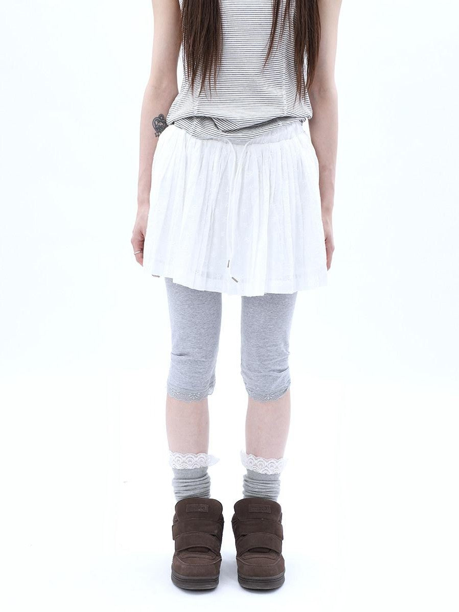 ang project Vintage Jacquard Embroidered Pleated Elastic Waist Women&