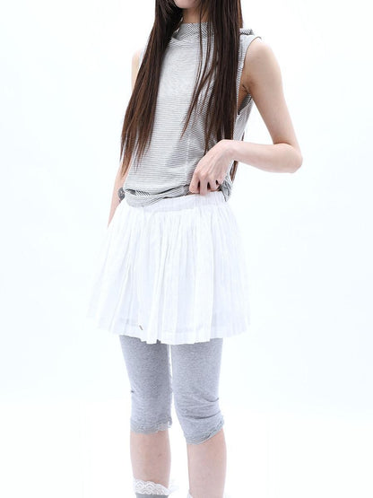 ang project Vintage Jacquard Embroidered Pleated Elastic Waist Women&